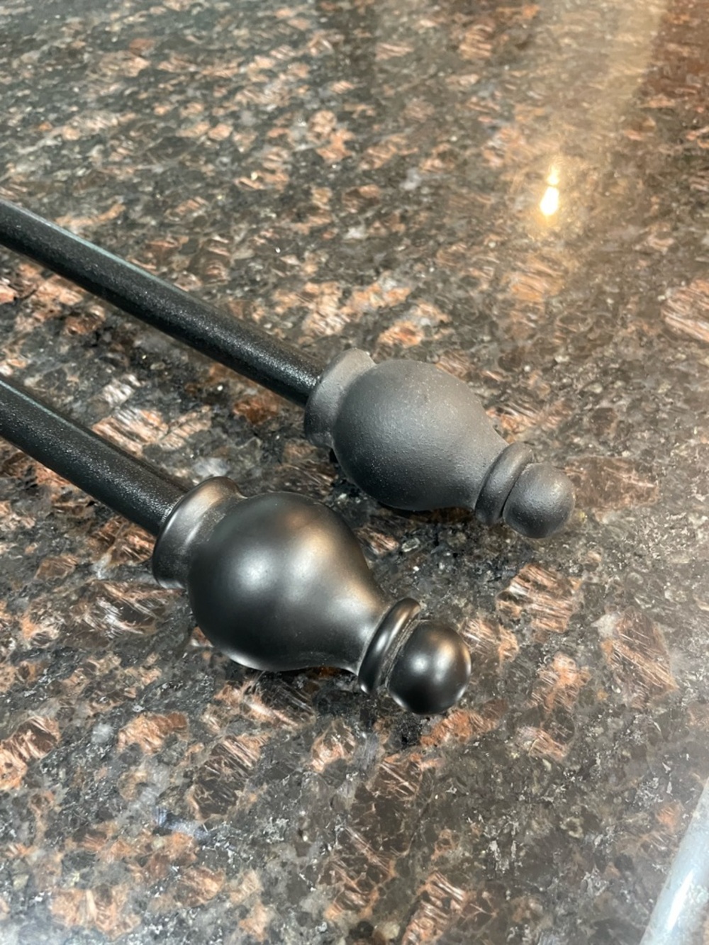 Black Curtain Rods with Finials (Two) - Picture 2 of 5